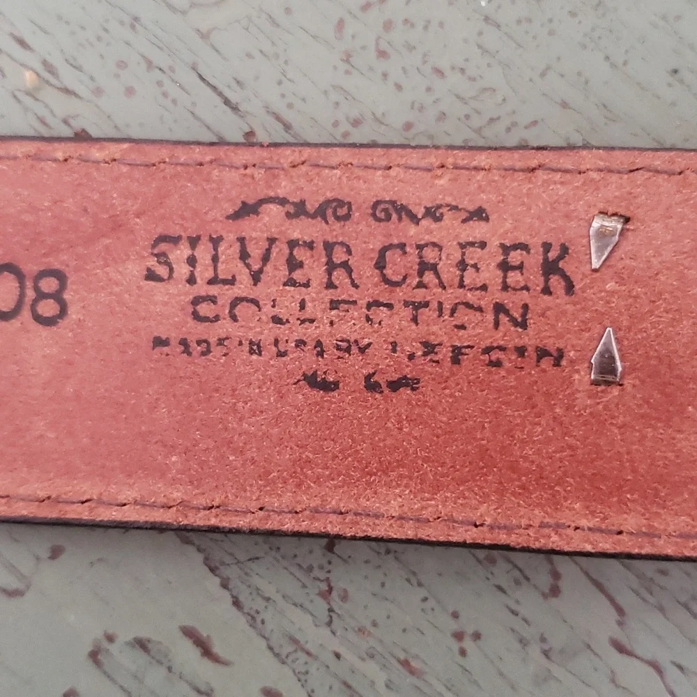 Vintage Tooled Embossed Leather Eagle Cactus Silver Western Belt